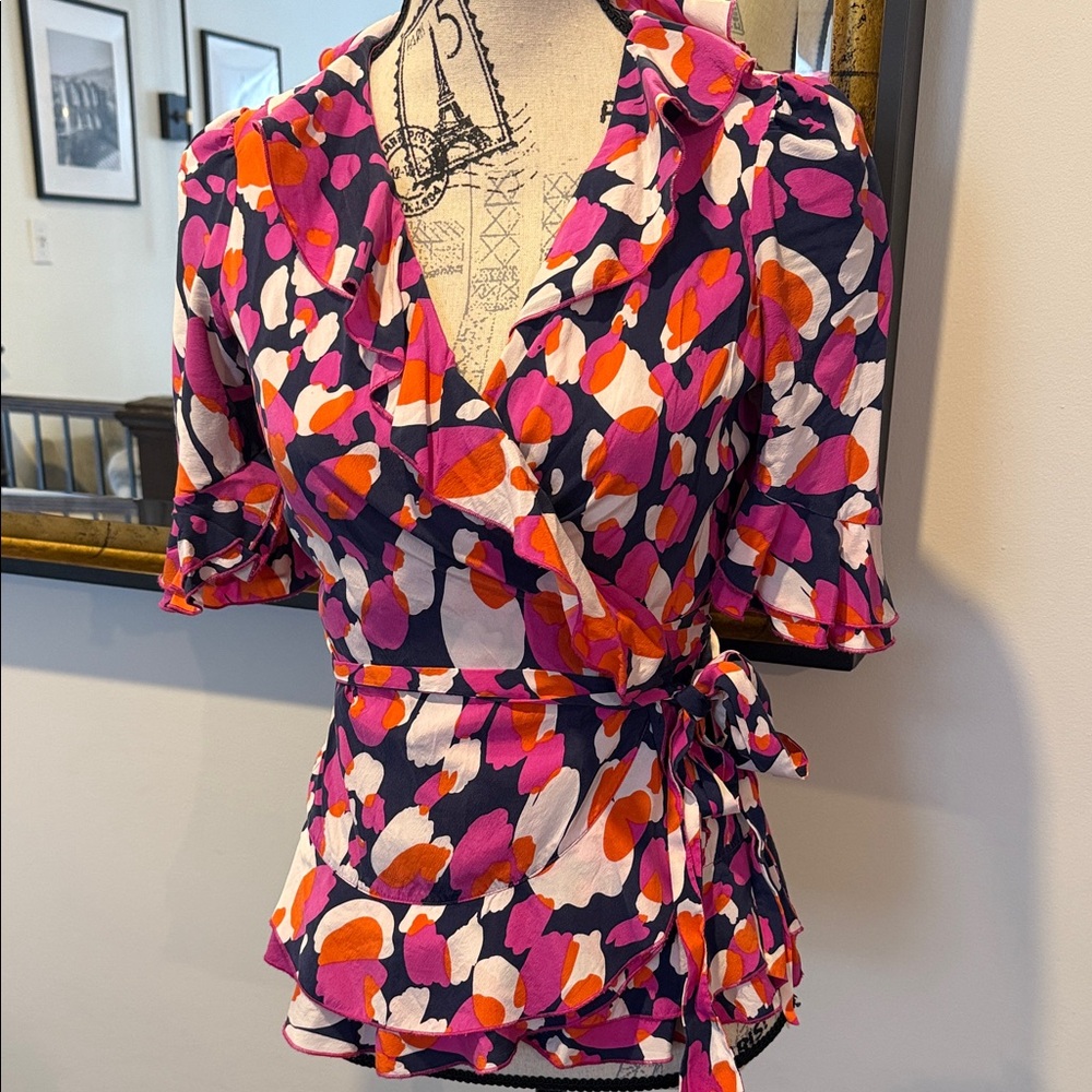 Diane Von Furstenberg Multicolor Wrap Blouse